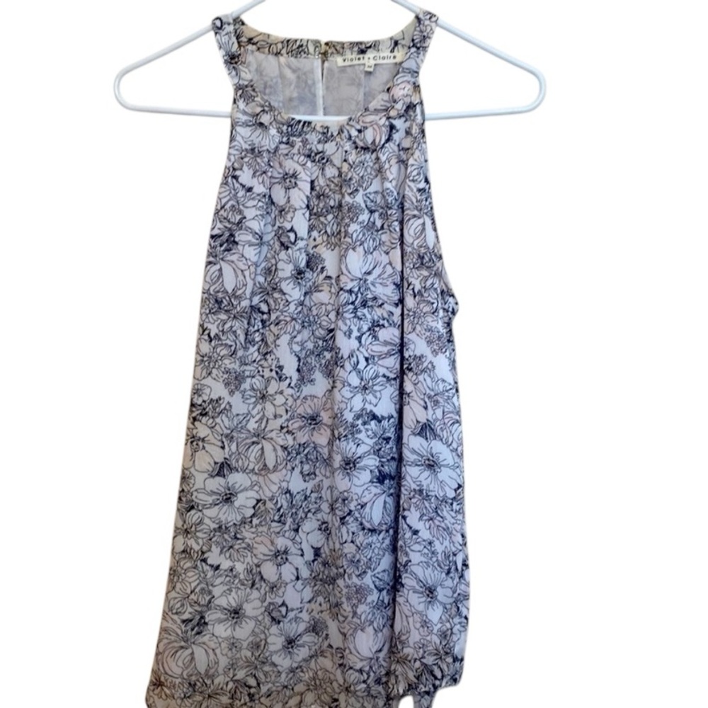Violet and Claire Floral Dressy Halter Style Top Medium